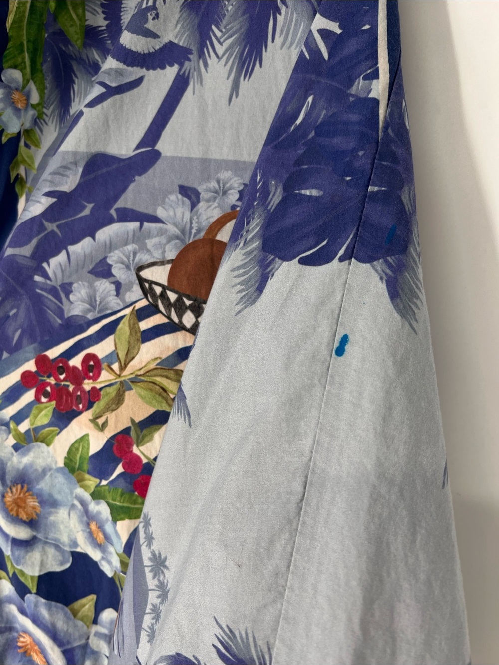 Farm Rio Blue Striped Tropical Button Front Floral Boho Resortwear Midi Dress XL - Picture 4 of 12